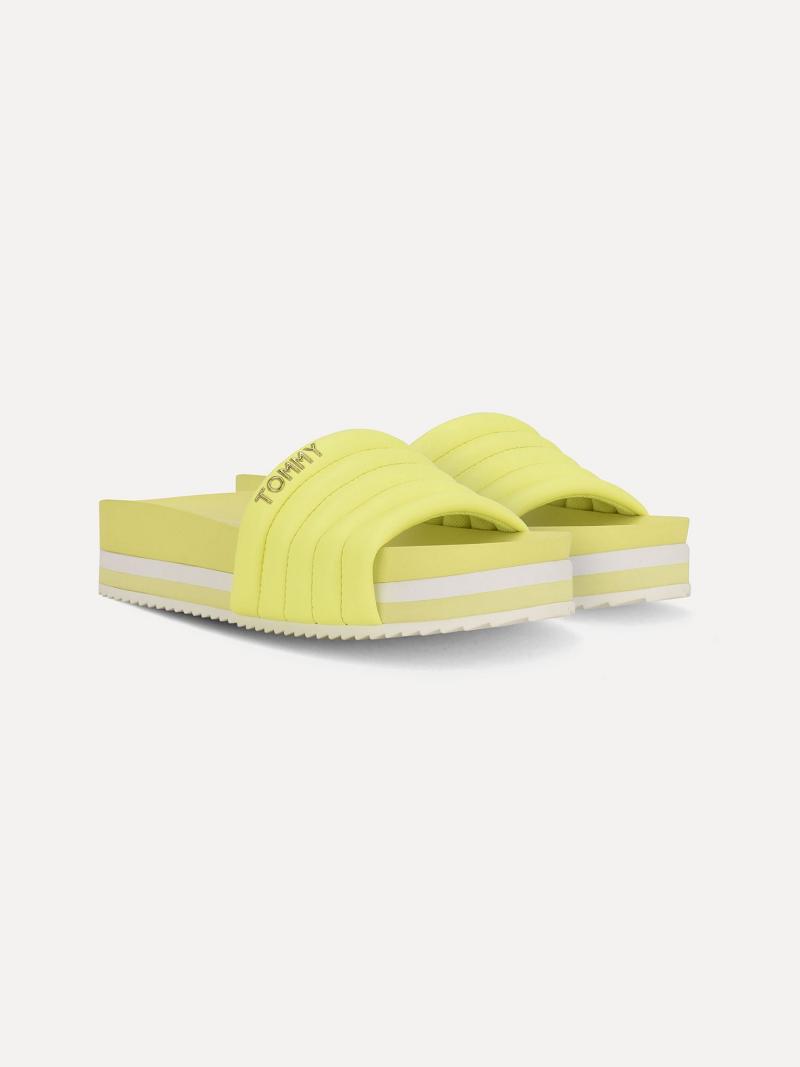 Női Tommy Hilfiger Fluorescent Platform Slide Sárga | HU 618LIS